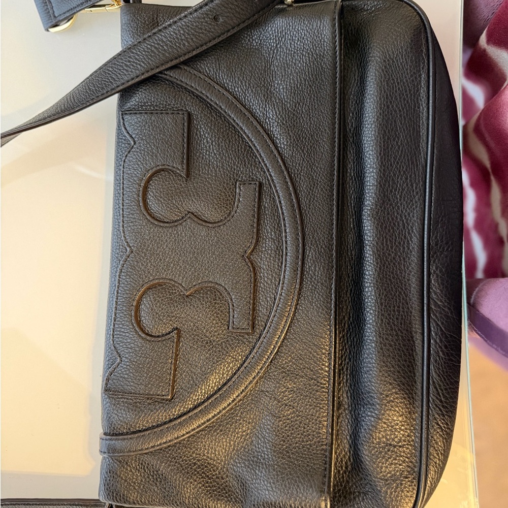 Tory Burch Black Pebbled Leather Crossbody
